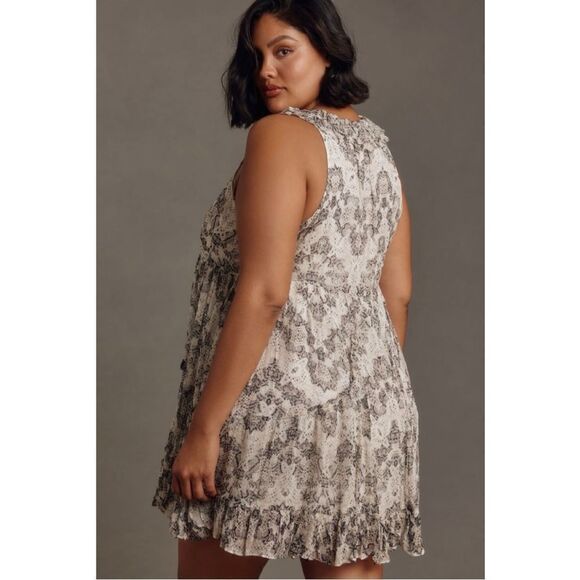 NEW By Anthropologie Sleeveless V-Neck Romantic Ruffle Mini Dress Small Petite - Picture 6 of 8